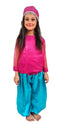 BookMyCostume Arabian Girl Pink & Blue Belly Dance Western Dance Performance Costume for Girls Kids Fancy Dress Costume